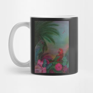 RAINBOW TROPICAL PARROT MACAW DECO POSTER ART PRINT PALM EXOTIC DESIGN BIRDS Mug